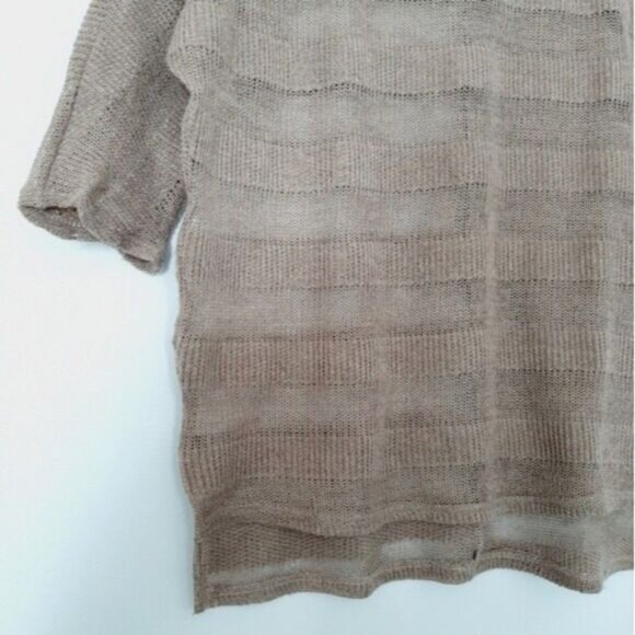 BLUE BIRD Semi-sheer Oversized Fine Knit Sweater Top Stripped Tan Sz M - Picture 7 of 10